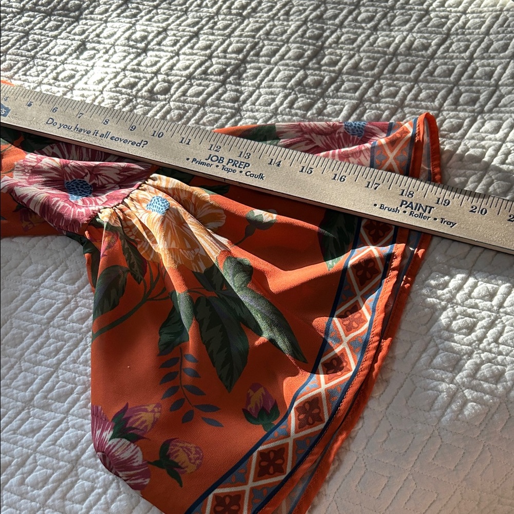 Flying Tomato Orange Floral V-Neck Blouse - Picture 7 of 8